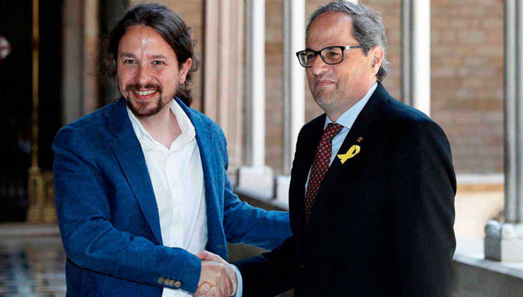 El líder de Podem, Pablo Iglesias i el President de la Generalitat, Quim Torra