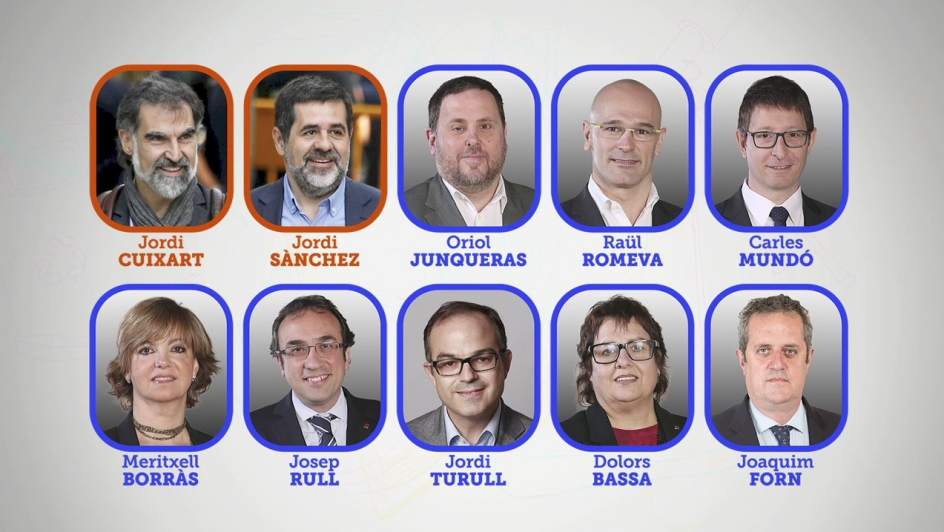 Presos polítics catalans, que iniciaran el judici en les properes setmanes.