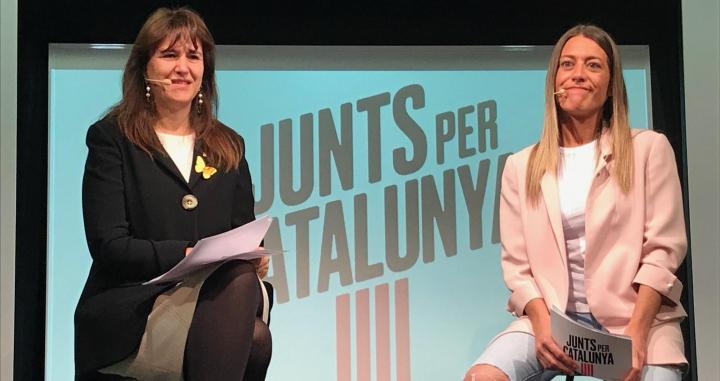 Laura Borras i Míriam Nogueras, la candidata de JXCAT i la Vicepresidenta del PDeCAT, respectivament.
